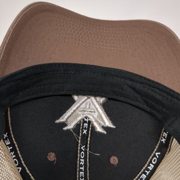 Vortex Snapback Mesh Back Trucker Hat Brown One Size Embroidered Outdoor - Picture 8 of 9